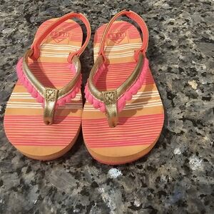 REEF Little Pom Pom Sandal Flip Flop Girls Size 9/10